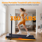 Folding Foldable Walking Pad Treadmill with Handle Bar and Incline, 3.0HP Portable Electric Treadmills with Handles for Home Sma