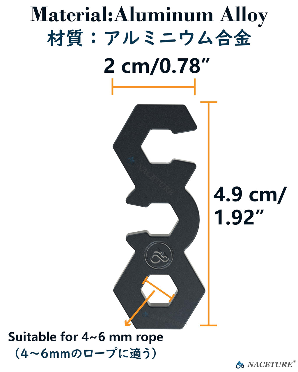 Naceture Aluminum Alloy Rope Tensioner Camping Tent Guyline Cord Adjuster Camping Of Gear For Camping, Hiking, Backpacking Ultra