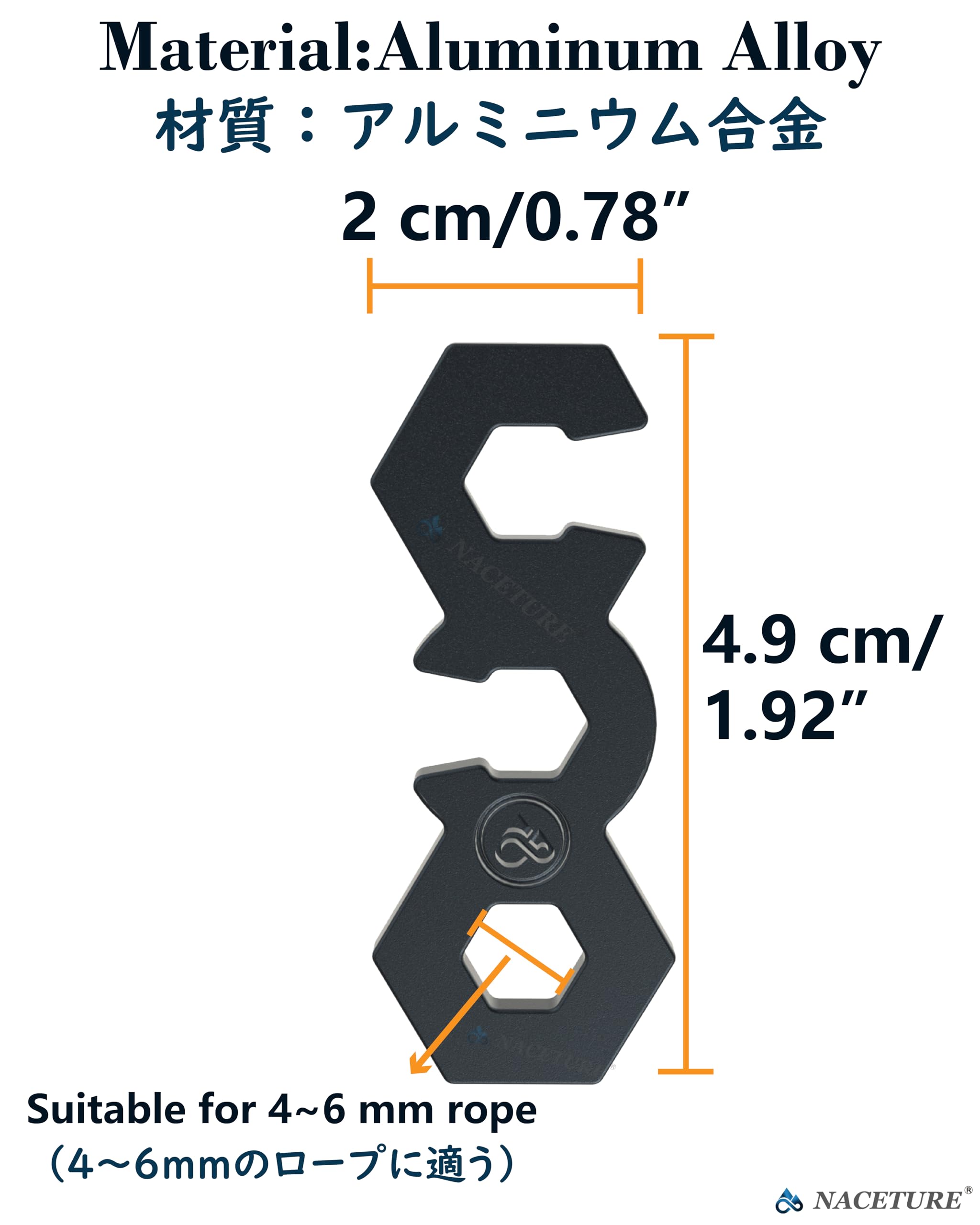 Naceture Aluminum Alloy Rope Tensioner Camping Tent Guyline Cord Adjuster Camping Of Gear For Camping, Hiking, Backpacking Ultra