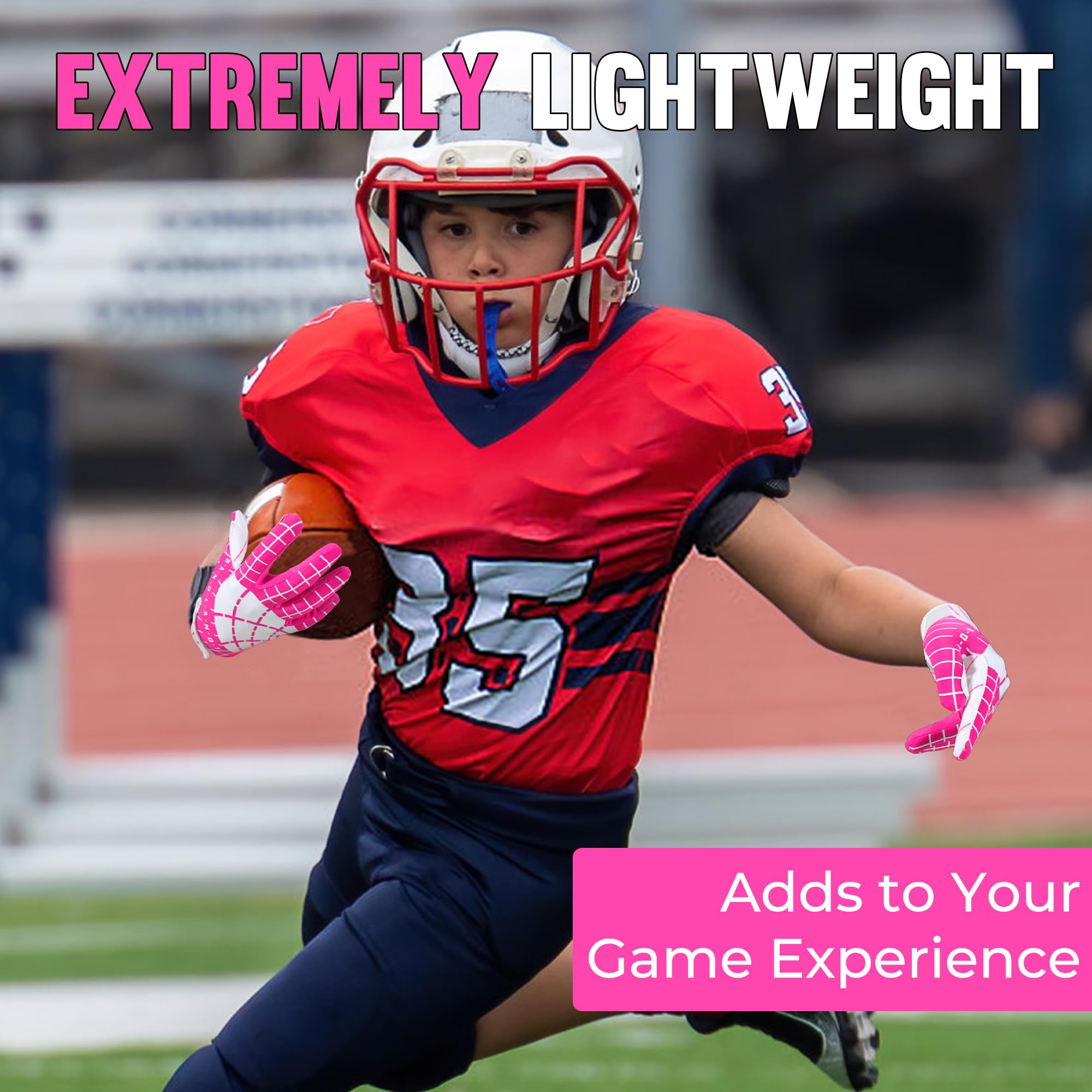 AIGEVTURE Youth Football Gloves Kid Receiver Gloves Boys Girls Unmatched Grip Great Gift (Hot Pink, Youth S)