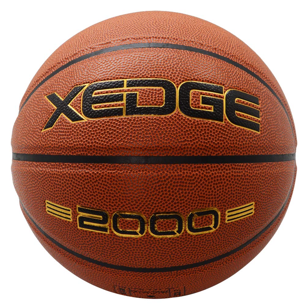 Xedge Basketball Size 5/6/7 Composite Leather Street Basketball Indoor Outdoor Game Ball With Needle,Pump And Carry Bag (Red, Si