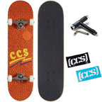 [Ccs] Wavy Times Skateboard Complete Orange 7.00'' - Maple Wood - Professional Grade - Fully Assembled With Skate Tool And Stick