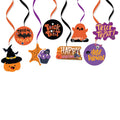 Festiko Halloween Theme Party Hanging Ceiling Decoration Items  8 Pcs Swirl Cutouts & 8 Pcs Swirl Ribbons, Black & Orange Party