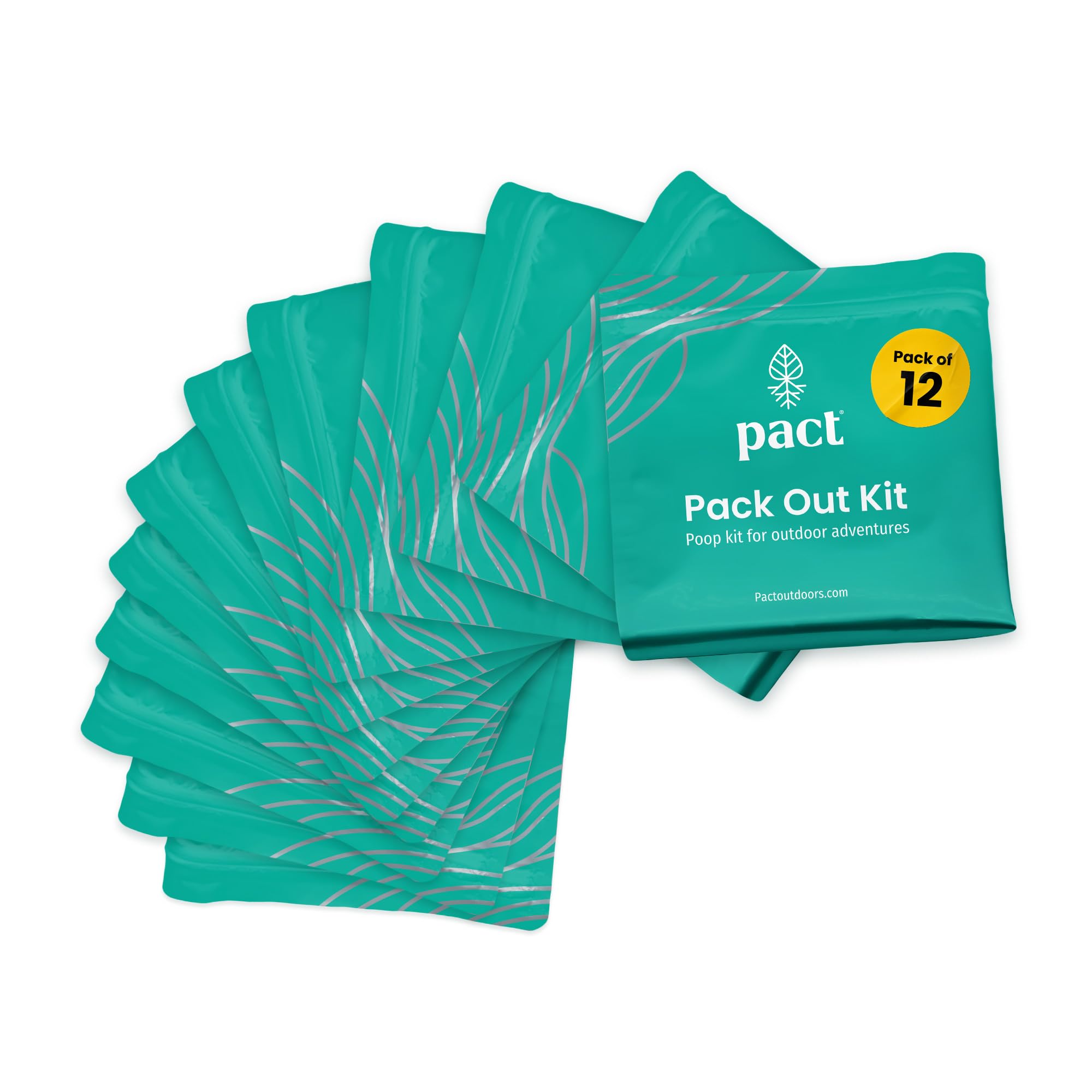 PACT Pack Out Kit - Camping Poop Kit Includes Wet Wipes, Smell Proof Disposal Bags, Hand Wipes, Poop Powder for Odor and Human W