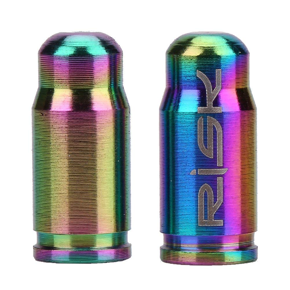 2Pcs Presta Valve Caps, Oil Slick Stem Bolts, Tc4 Titanium Alloy Bike Tire Valve Caps, Multicolor Mountain Road Ycle Bike Valve 