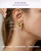 Wowshow Chunky Gold Hoop Earrings, Small Gold Hoop Earrings For Women 14K Real Gold Plated 20Mm Thick Open Hoops Lightweight