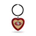 Rico Industries Nfl San Francisco 49Ers Nfl Rhinestone Heart Colored Keychain, Red, 3-Inches In Length