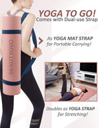 Yoga Mat With Strap, 1/3 Inch Extra Thick Double-Sided Non Slip, Professional Tpe Mats For Women Men, Workout Yoga, Pilates And