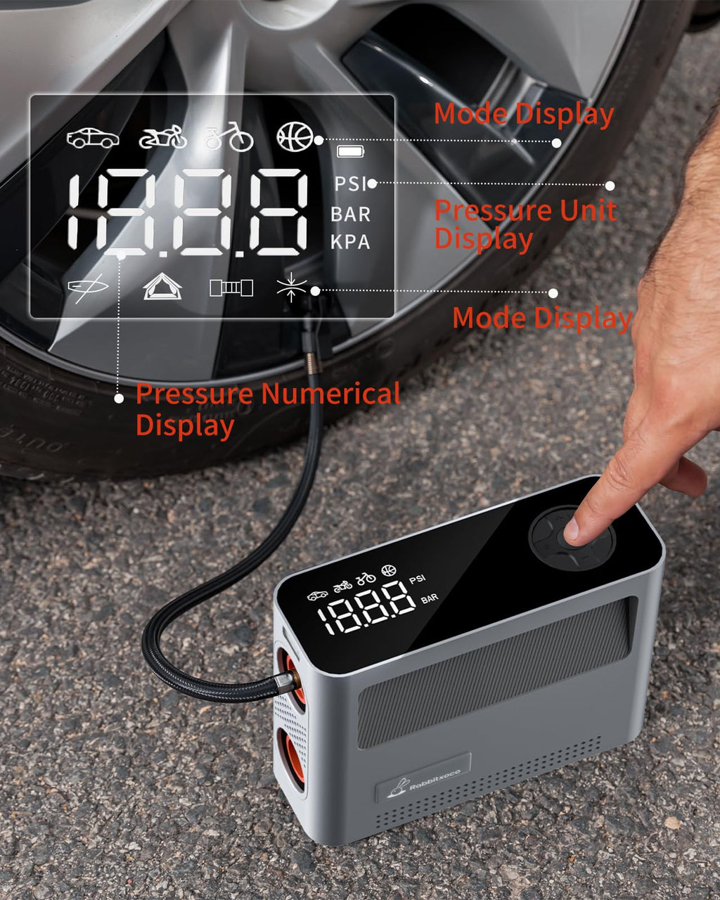 Paddle Board Pump 10 Pump Modes Sup Air Pump 500L Airflow/Min Tire Inflator Portable Air Compressor 4X Speeds Electric Air Pump