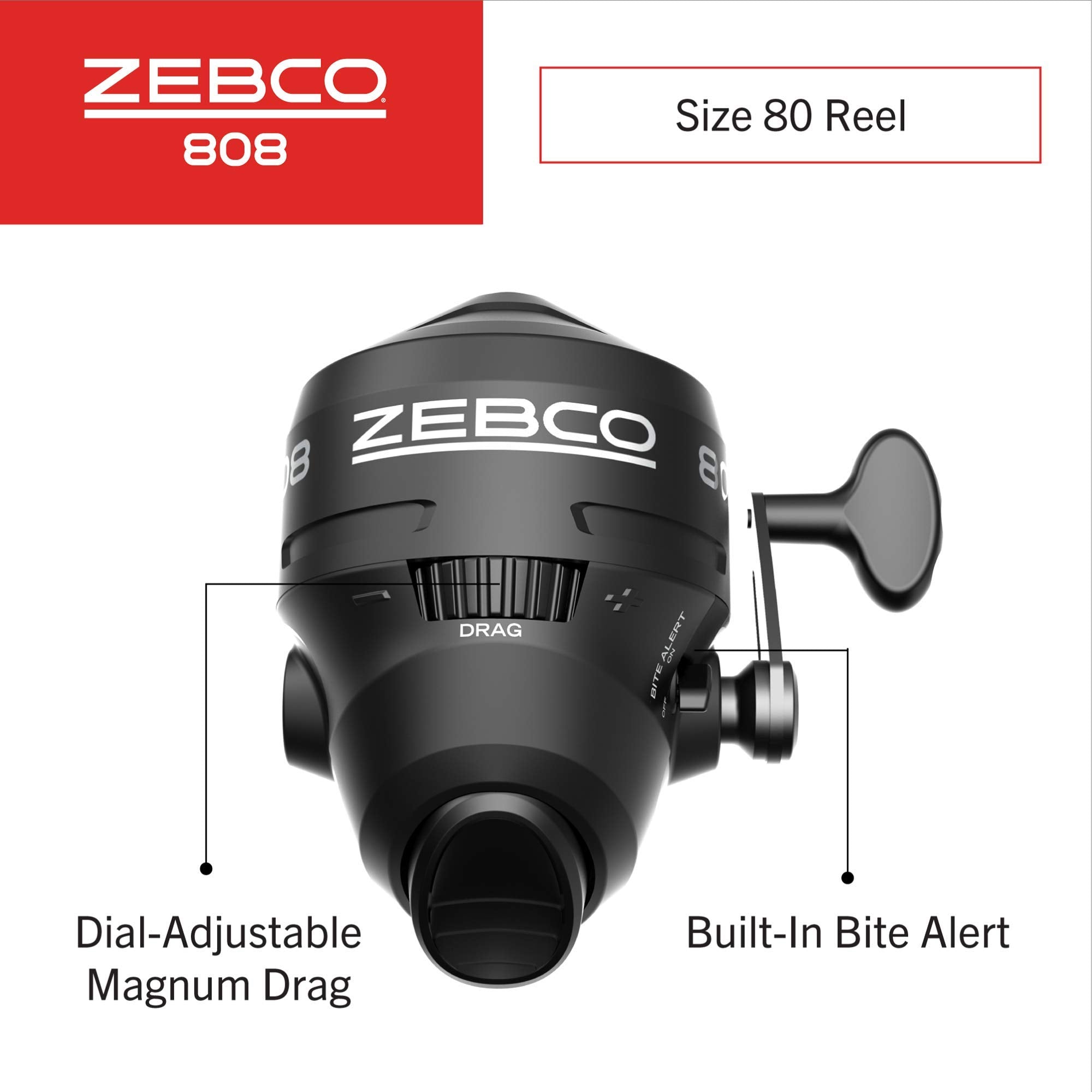 Zebco 808 Spincast Reel And Fishing Rod Combo, 7-Foot 2-Piece Fishing Pole, Size 80 Reel, Changeable Right- Or Left-Hand Retriev