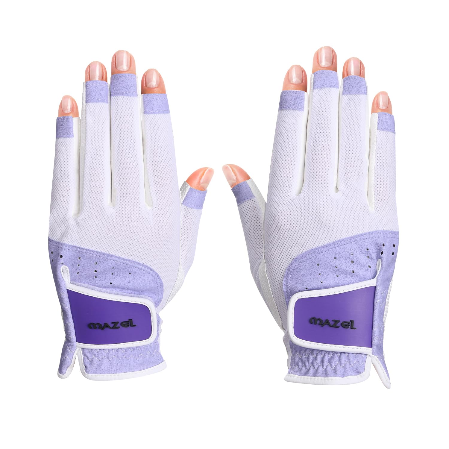 MAZEL Women s Fingerless Golf Gloves One Pair Open-Finger Design,Breathable Hot Wet Weather Sweat-Absorbing,Fit Size S M L XL (