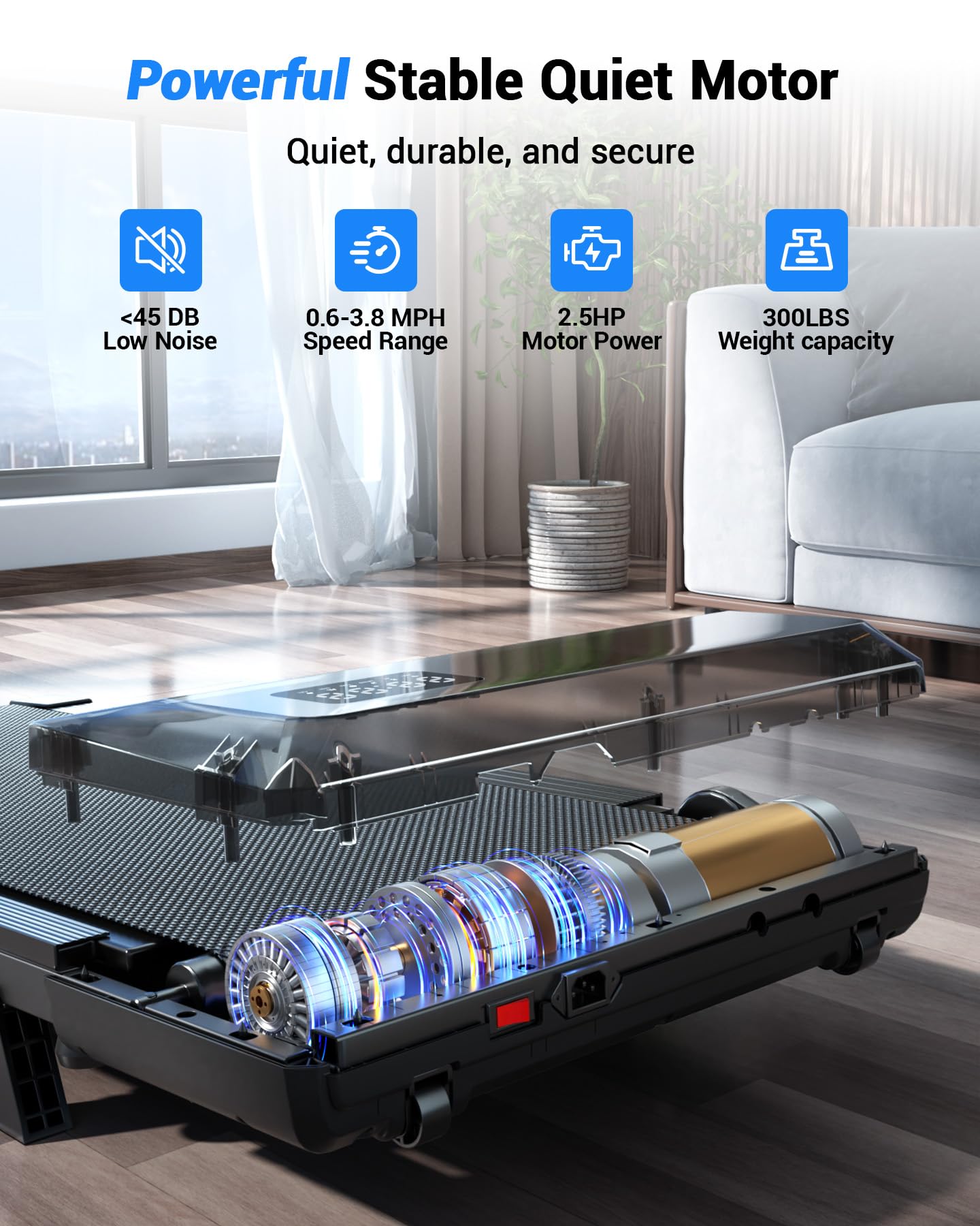 Deerrun Walking Pad 2 In 1 Under Desk Treadmill, 2.5Hp Low Noise Walking Pad Running Jogging Machine With Remote Control For Hom