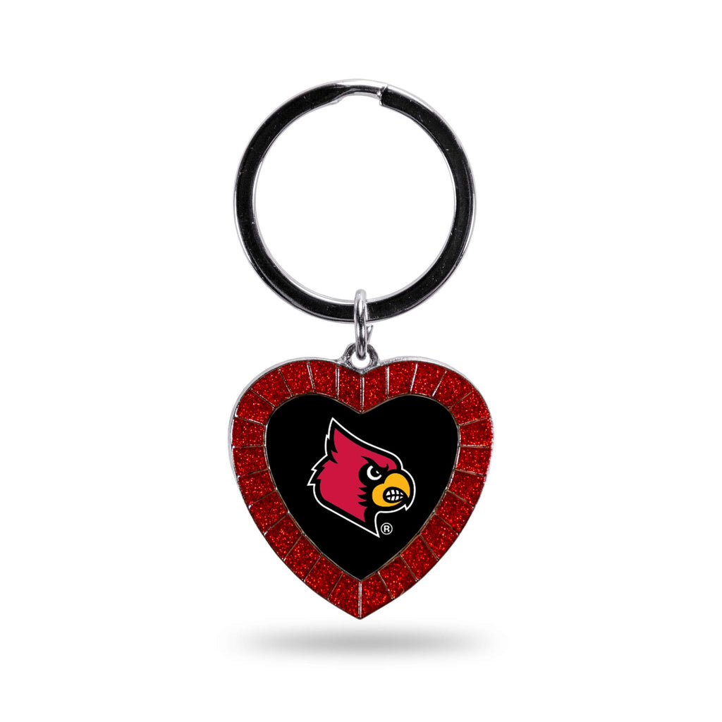 Rico Industries Ncaa Louisville Cardinals Ncaa Rhinestone Heart Colored Keychain, Red, 3-Inches In Length
