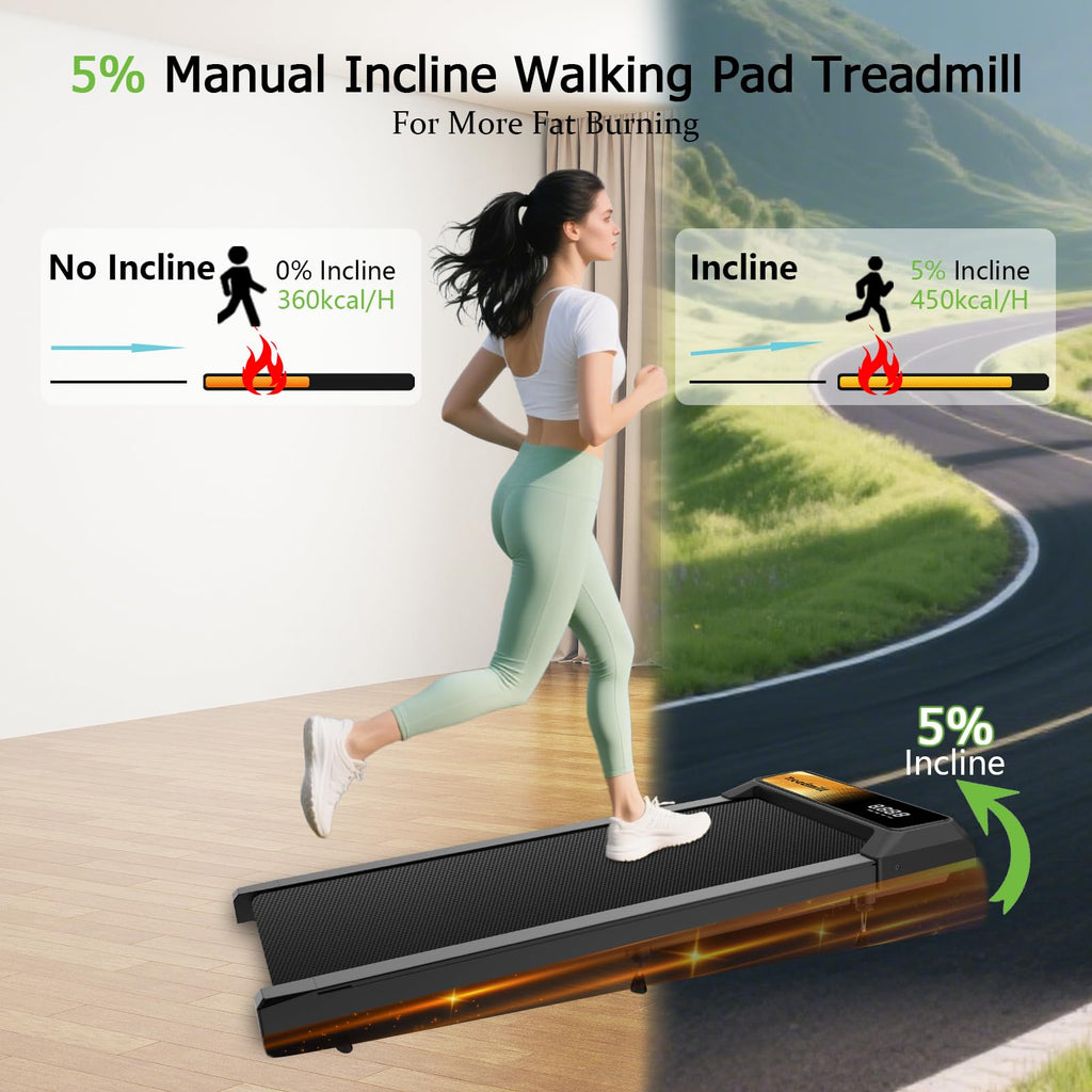 Cyclerade Walking Pad Treadmill, Portable, Remote Control, App Data Link, Compact Design For Home Office