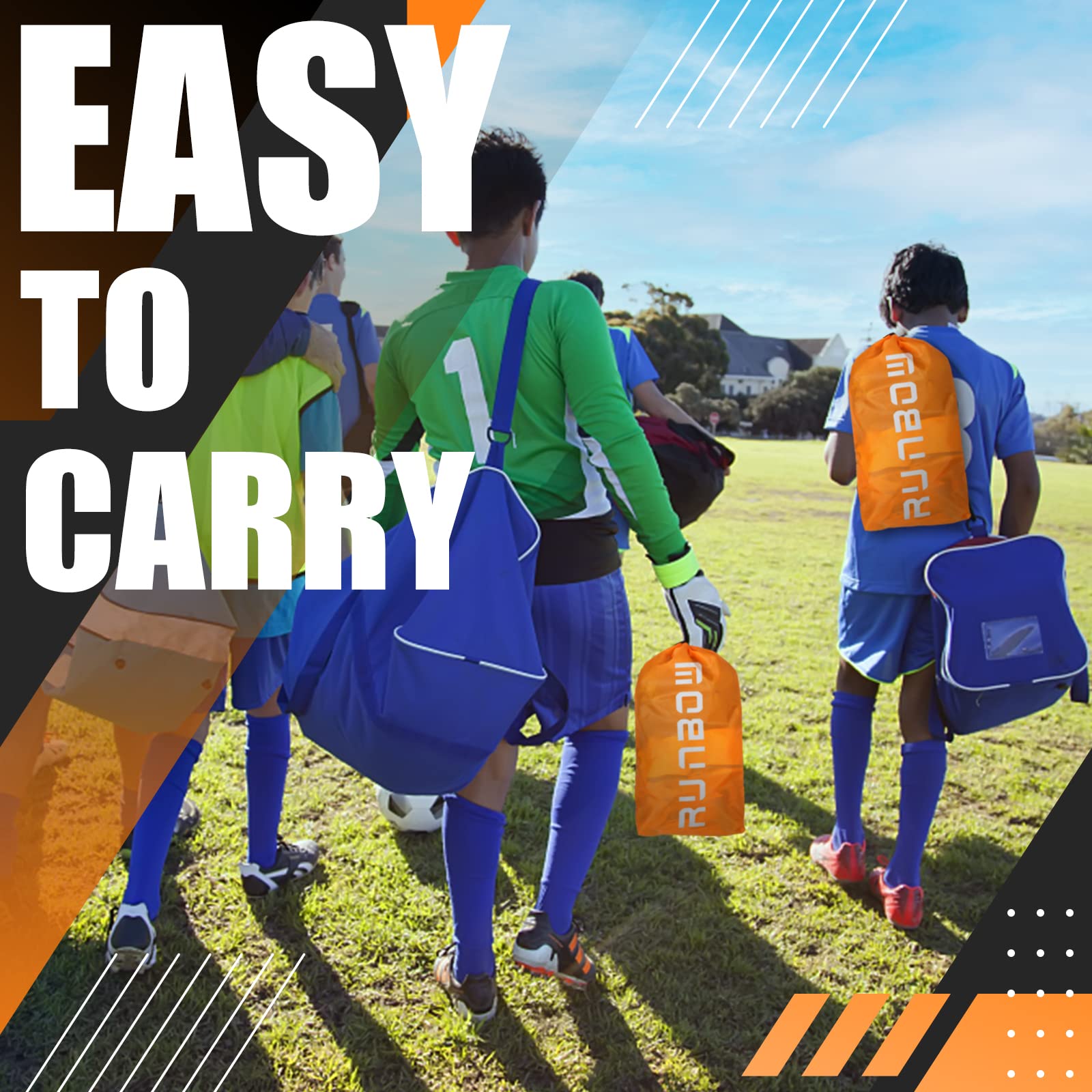 Runbow 6X4 Ft Portable Kids Soccer Goal For Backyard Practice Soccer Net With Carry Bag (6X4 Ft, Orange, 2 Pack)