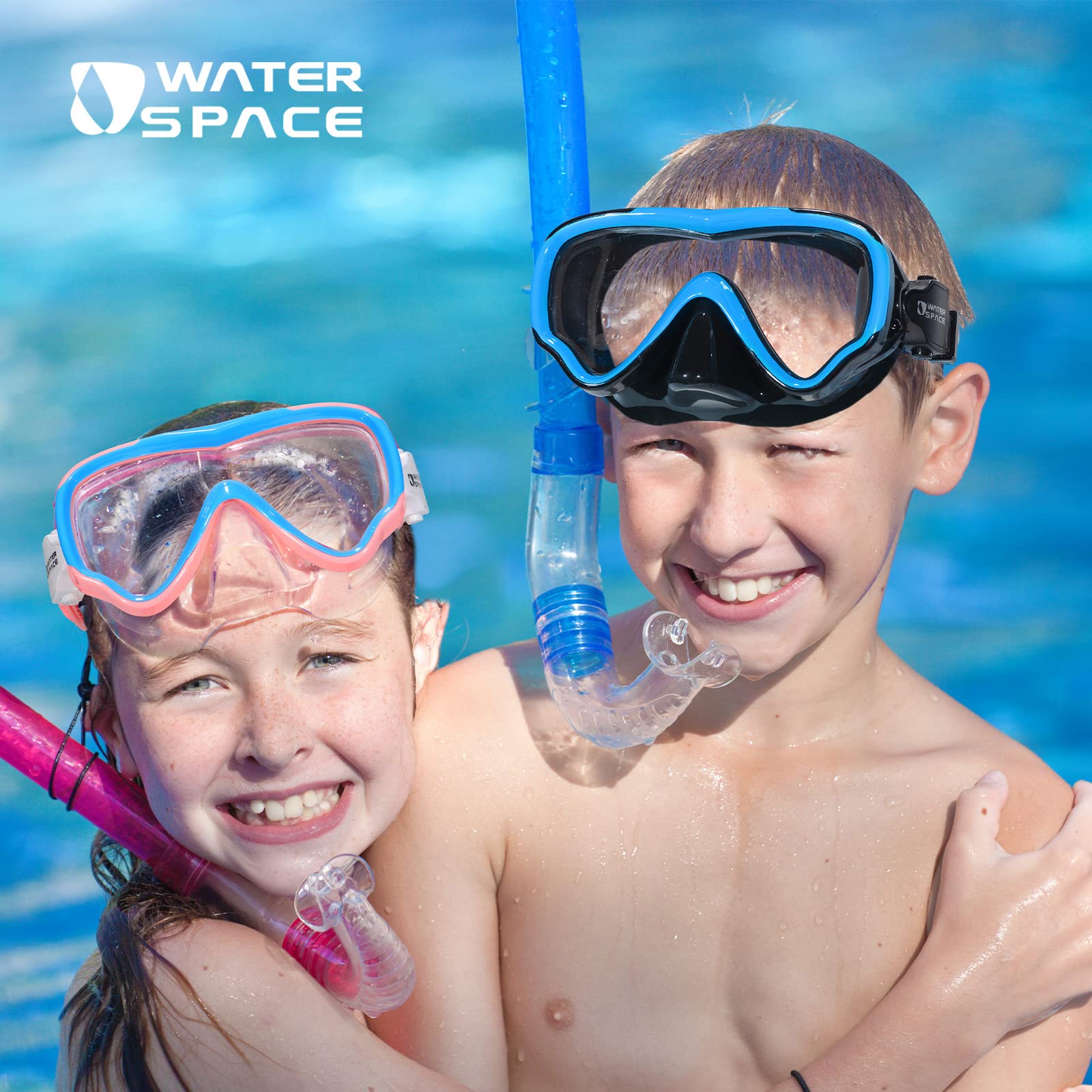 Water Space 2 Packs Swimming Goggles Swim Googles For Kids Toddler Girls Boys Youth 6-14 3-6 4-7, Swimming Goggles With Nose Cov