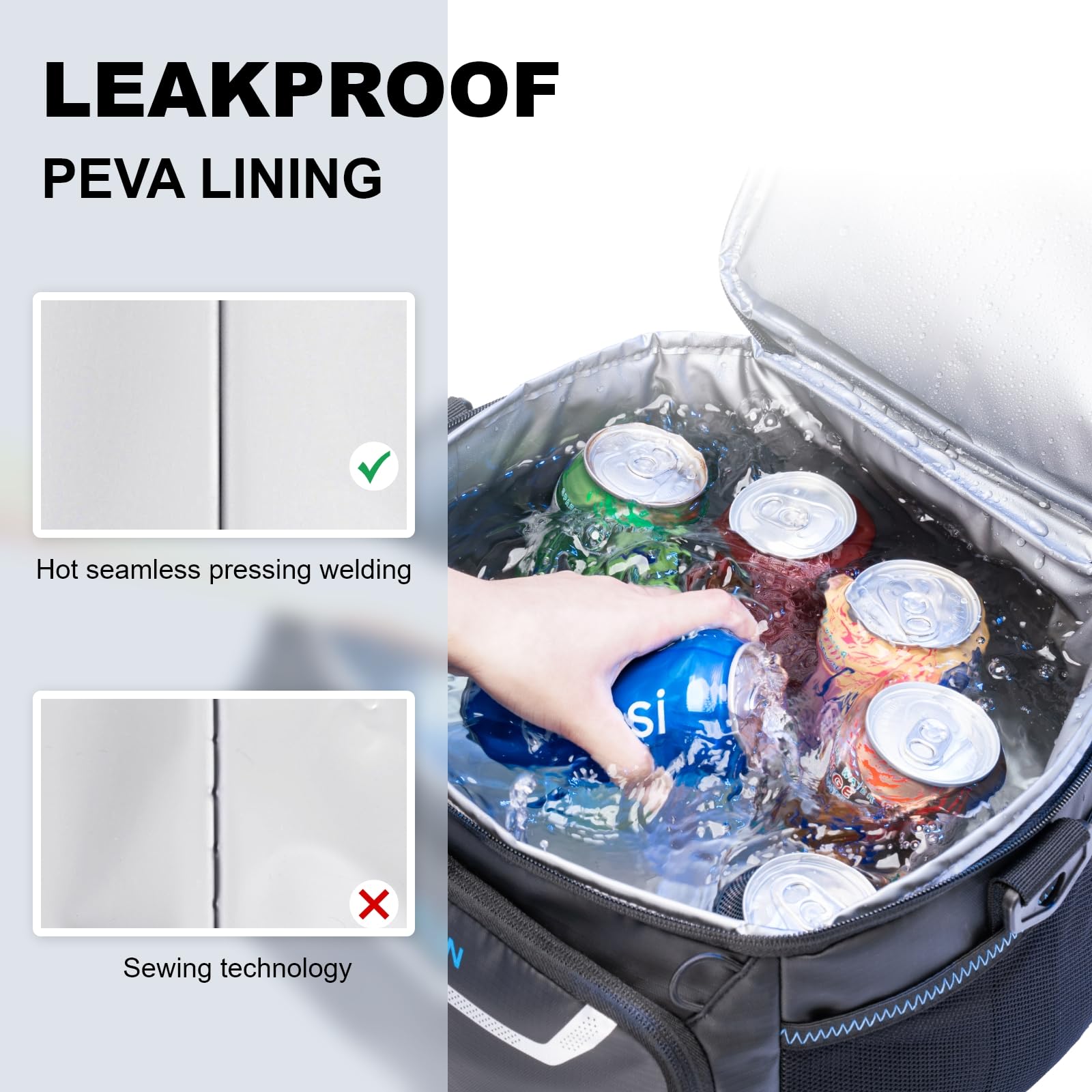 Everfun Small Cooler Bag Insulated Beach Cooler Lunch Bag For Men 24 Can Dual Compartments Reusable Waterproof Leak-Proof For Tr
