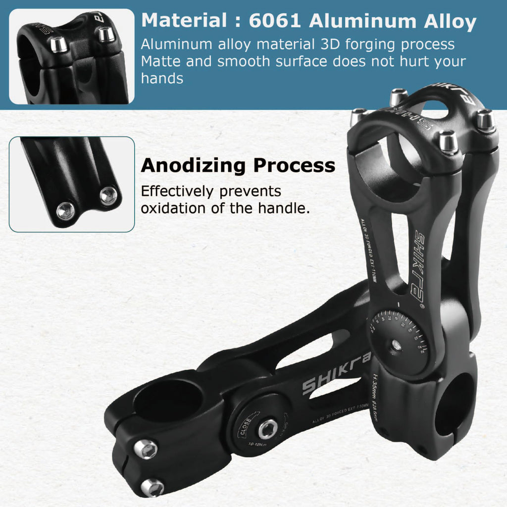 Yapjeb Bike Stem 25.4 90Mm 85 Degree Adjustable Bike Stem Mountain Bike Stem Short Handlebar Stem Riser For Bicycle, Road Bike,