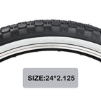 Mohegia Bike Tire,24'' X 2.125'' Folding Beach Cruiser Bicycle Replacement Tires/White Side Wall