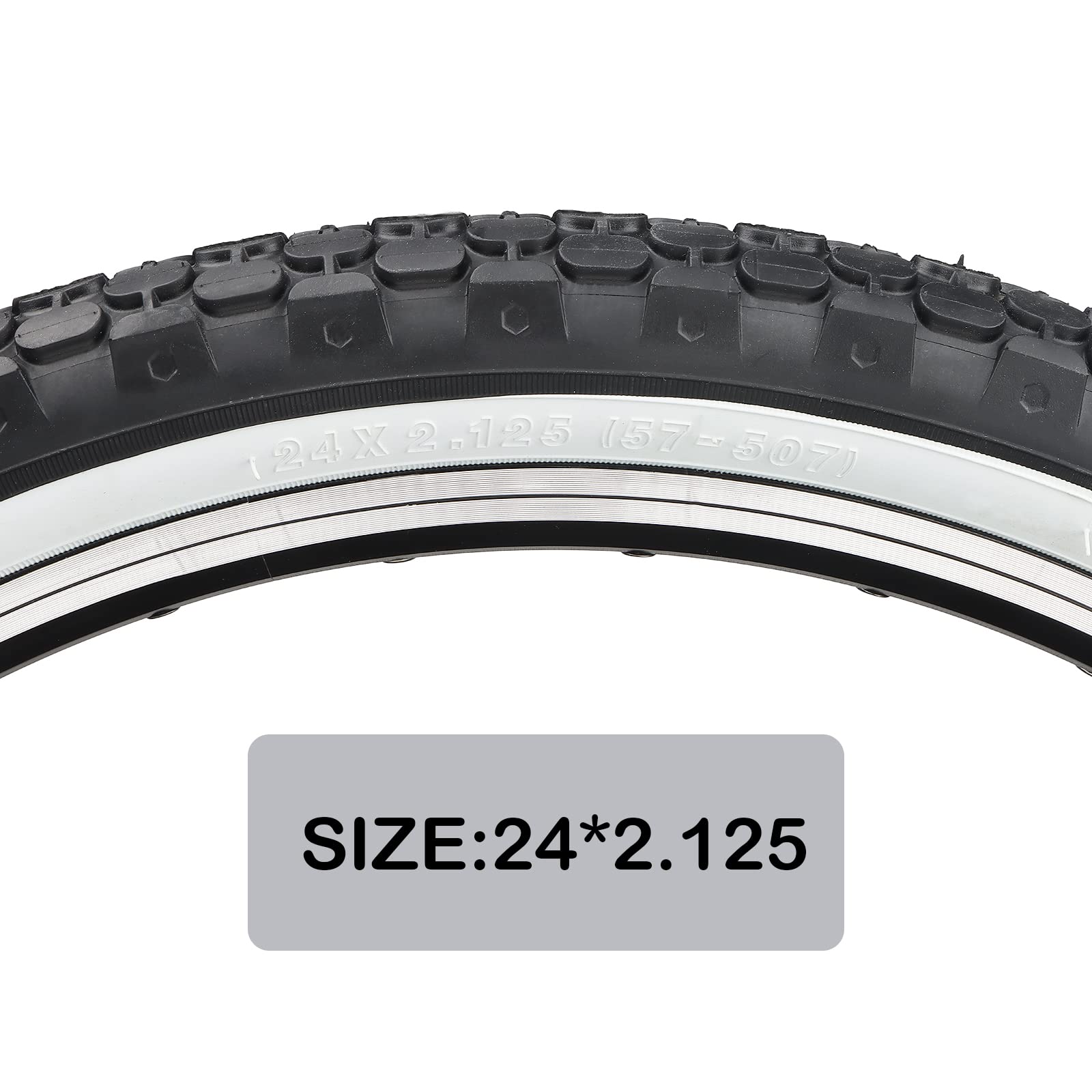 Mohegia Bike Tire,24'' X 2.125'' Folding Beach Cruiser Bicycle Replacement Tires/White Side Wall