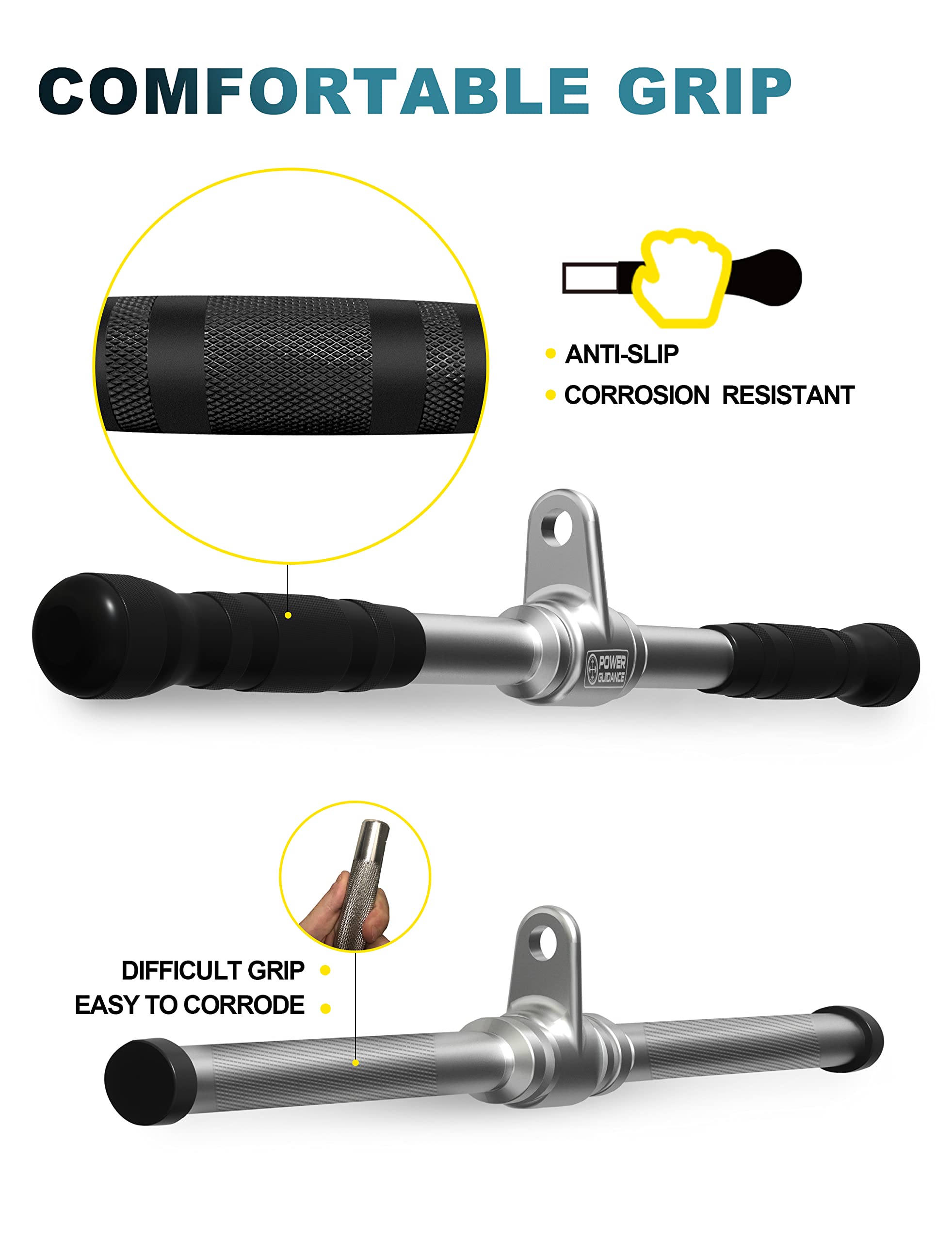 Power Guidance Triceps Pull Down Attachment, Cable Machine Accessories For Home Gym, Lat Pull Down Attachment Weight Fitness - L