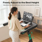 UREVO Smart Treadmill with Height Adjustable Desk Workstation, Compact Foldable Treadmill for Home Office, 9% Auto Incline with