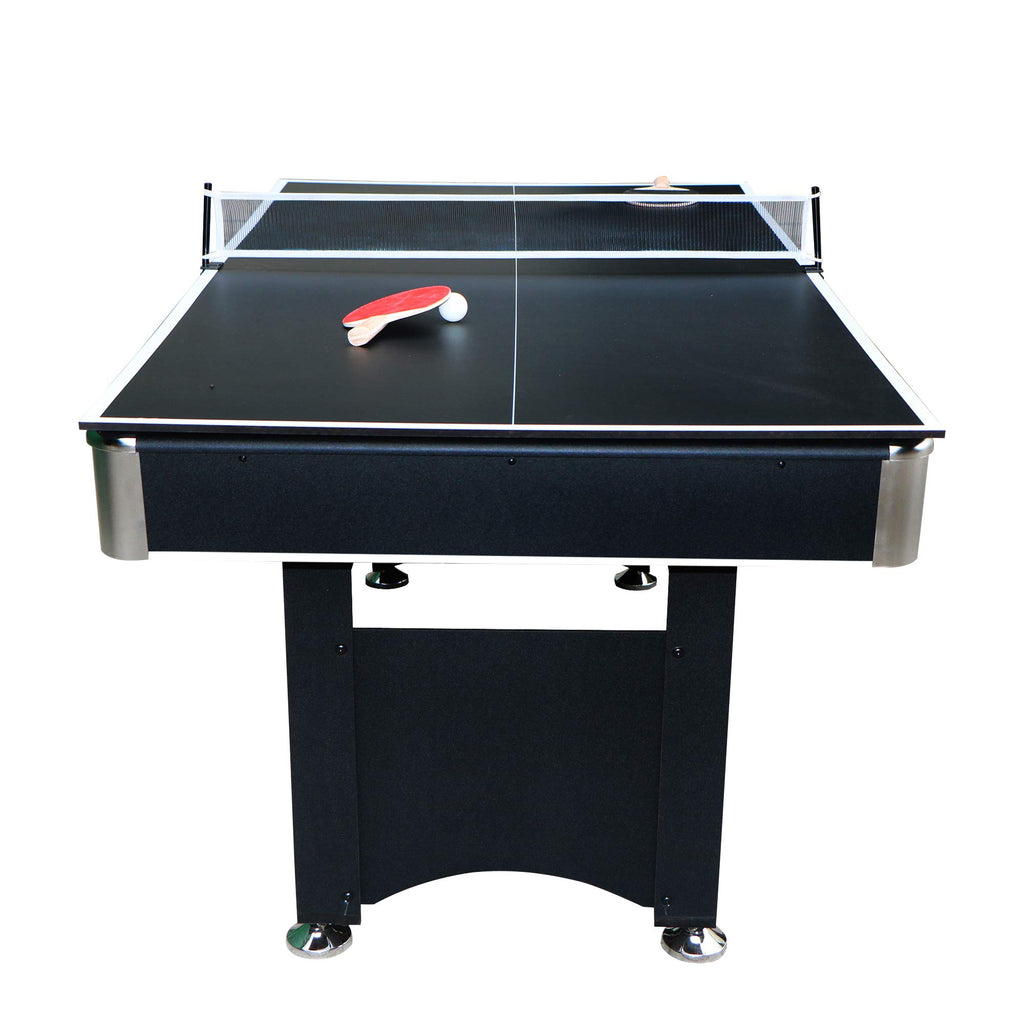 Spartan 6-Ft Pool Table With Table Tennis Top - Black With Red Felt