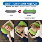 Hikenture Camping Pillow With Removable Cover - Ultralight Inflatable Pillow For Neck Lumber Support - Upgrade Backpacking Pillo