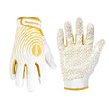HANDLANDY Kids Football Gloves, Sticky Wide Receiver Gloves for Youth, White and Gold Stretch Fit Football Glove (White and Gold