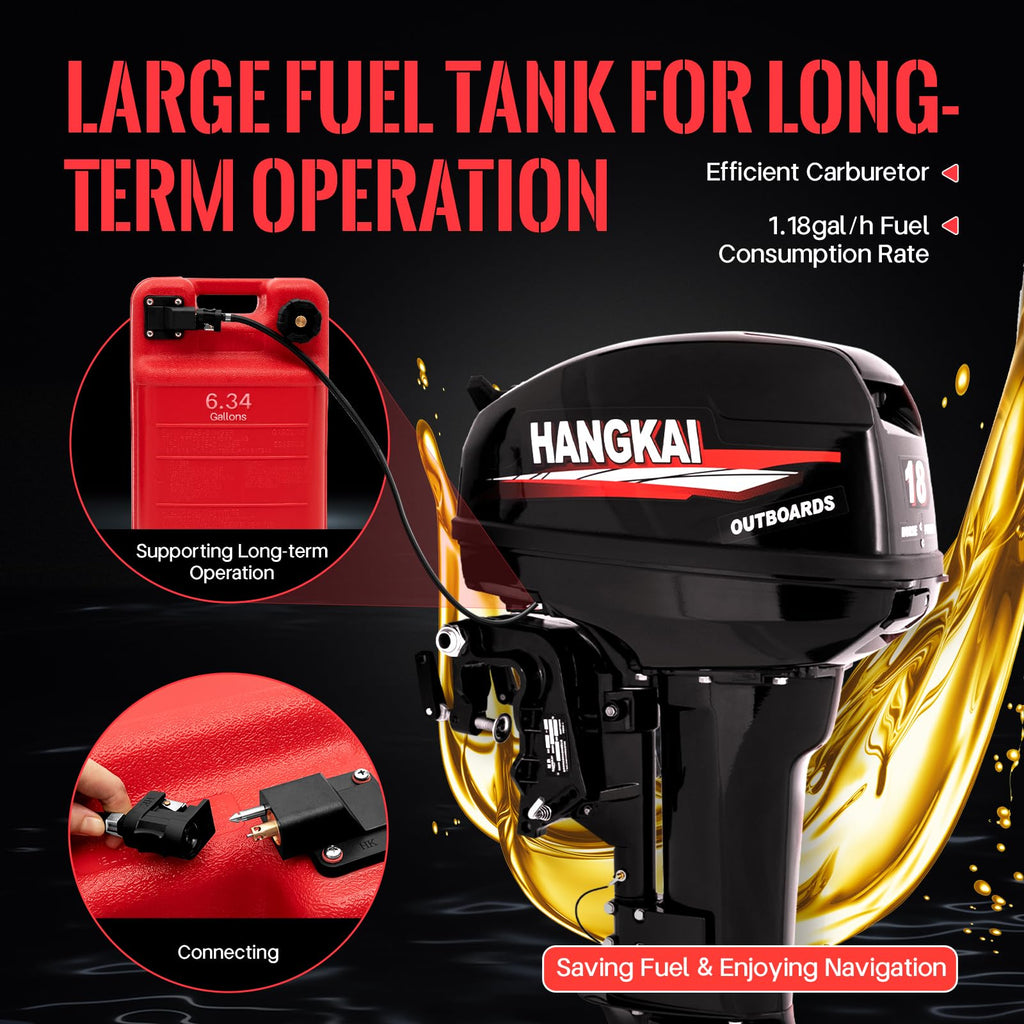 Bjtdllx Outboard Boat Motors, 2 Stroke 18Hp Outboard Motor Boat Motor, 246Cc Heavy Duty Fishing Boat Engine Marine Engine With C