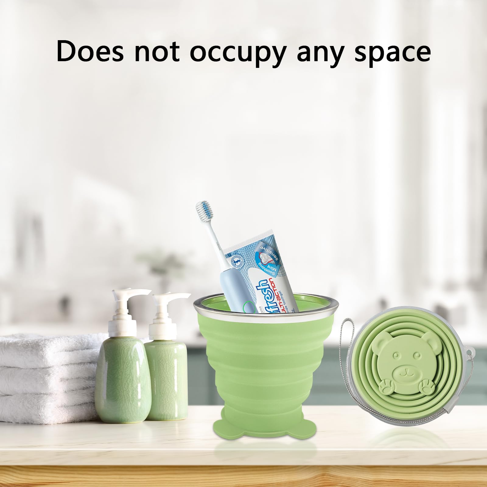 Collapsible Cup-Silicone Small Foldable Cups-Expandable Folding Drinking Cups-Reusable Portable Mugs-Cup With Lids For Travel, C
