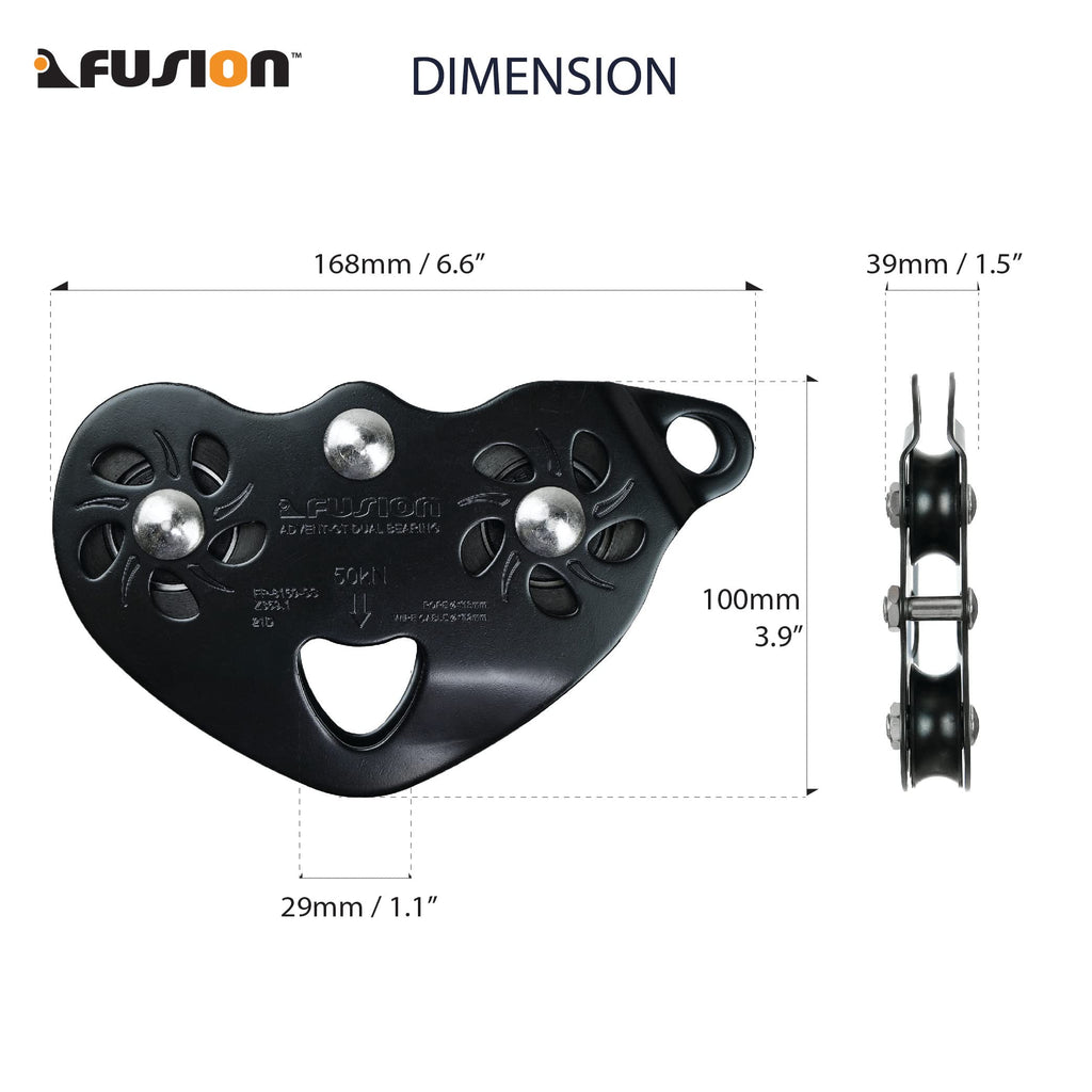 Fusion Climb Advent Military Tactical Edition Speed Super Stainless Steel Trolley Pulley Black 50Kn