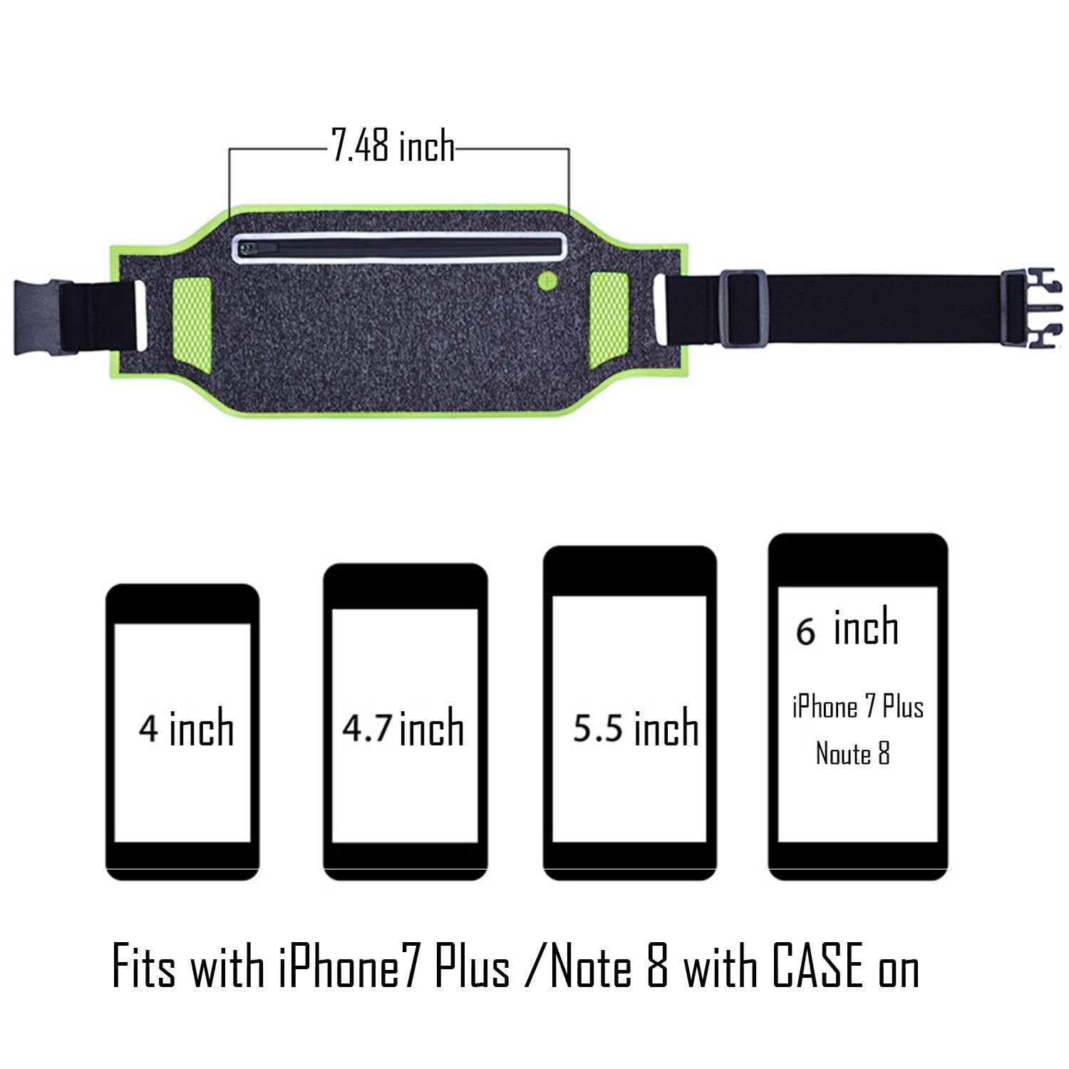 Epicgadget(Tm) Running Waist Pack, Lightweight Water Resistant Reflective Runner Belt Sports Fanny Pack Adjustable Waistband (Gr