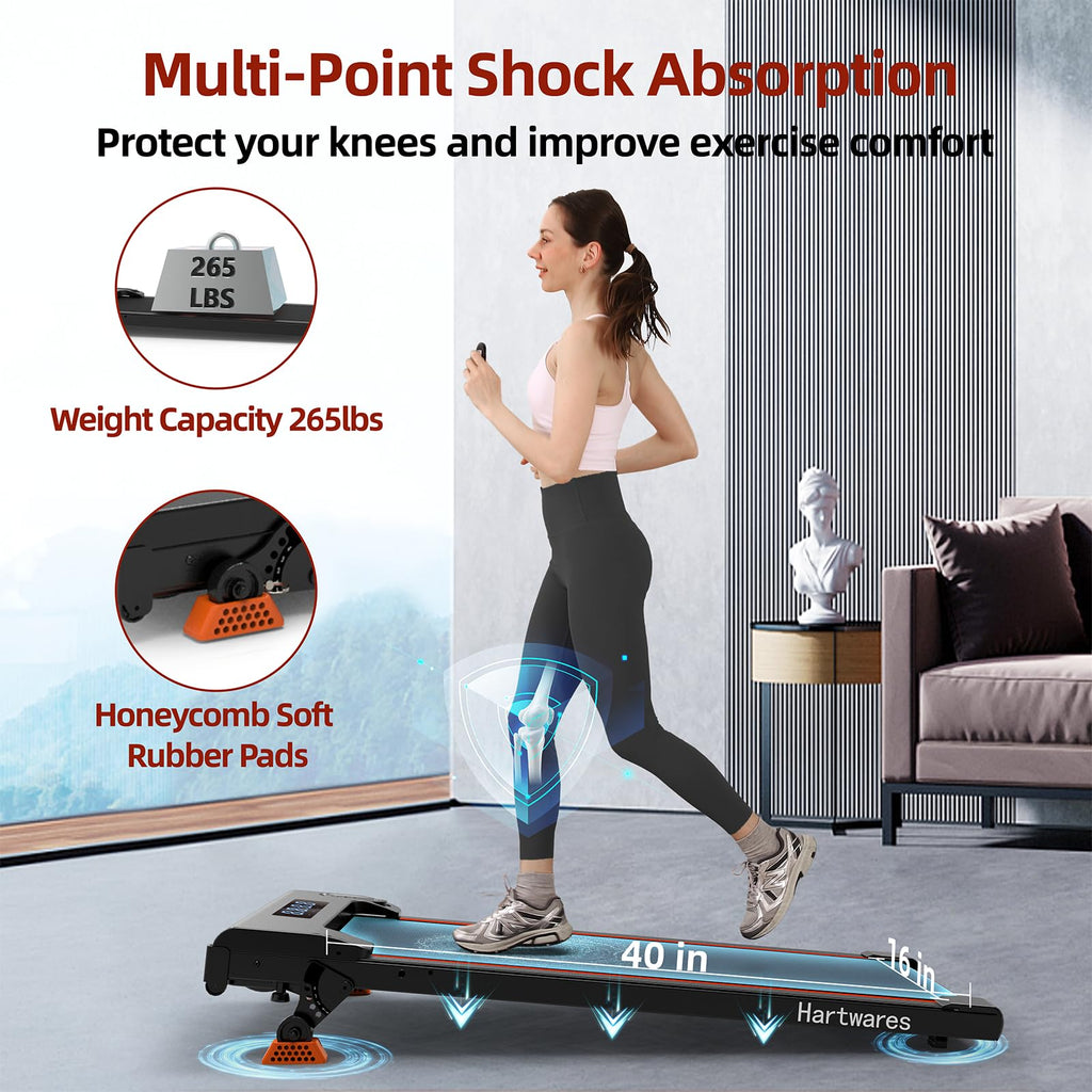 Hartwares Walking Pad Treadmill With 9% Incline, 2.5Hp Quiet Treadmills For Home Office Small, Portable Walking Pad With 265Lb C