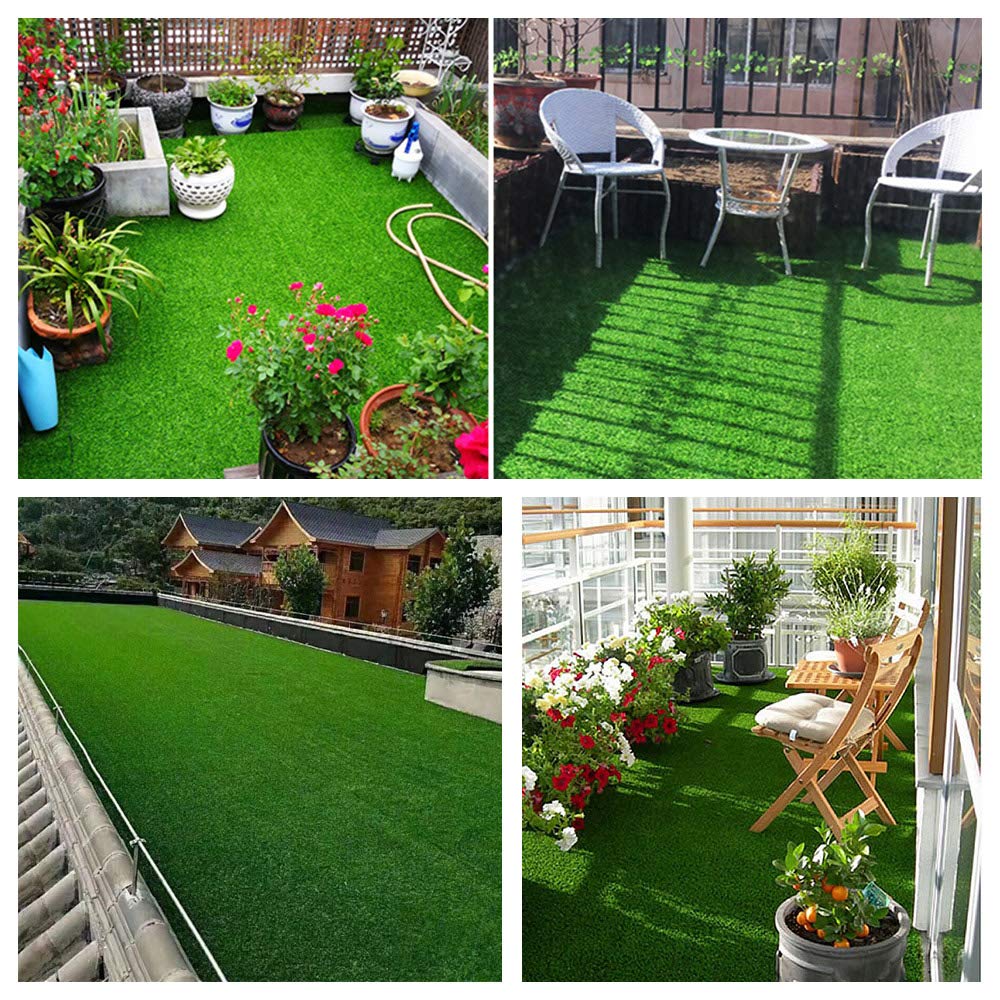 Synthetic Artificial Grass Turf 12Ftx34Ft, Indoor Outdoor Balcony Garden Pet Rug Turf Home Decor, Faux Grass Rug Carpet With Dra