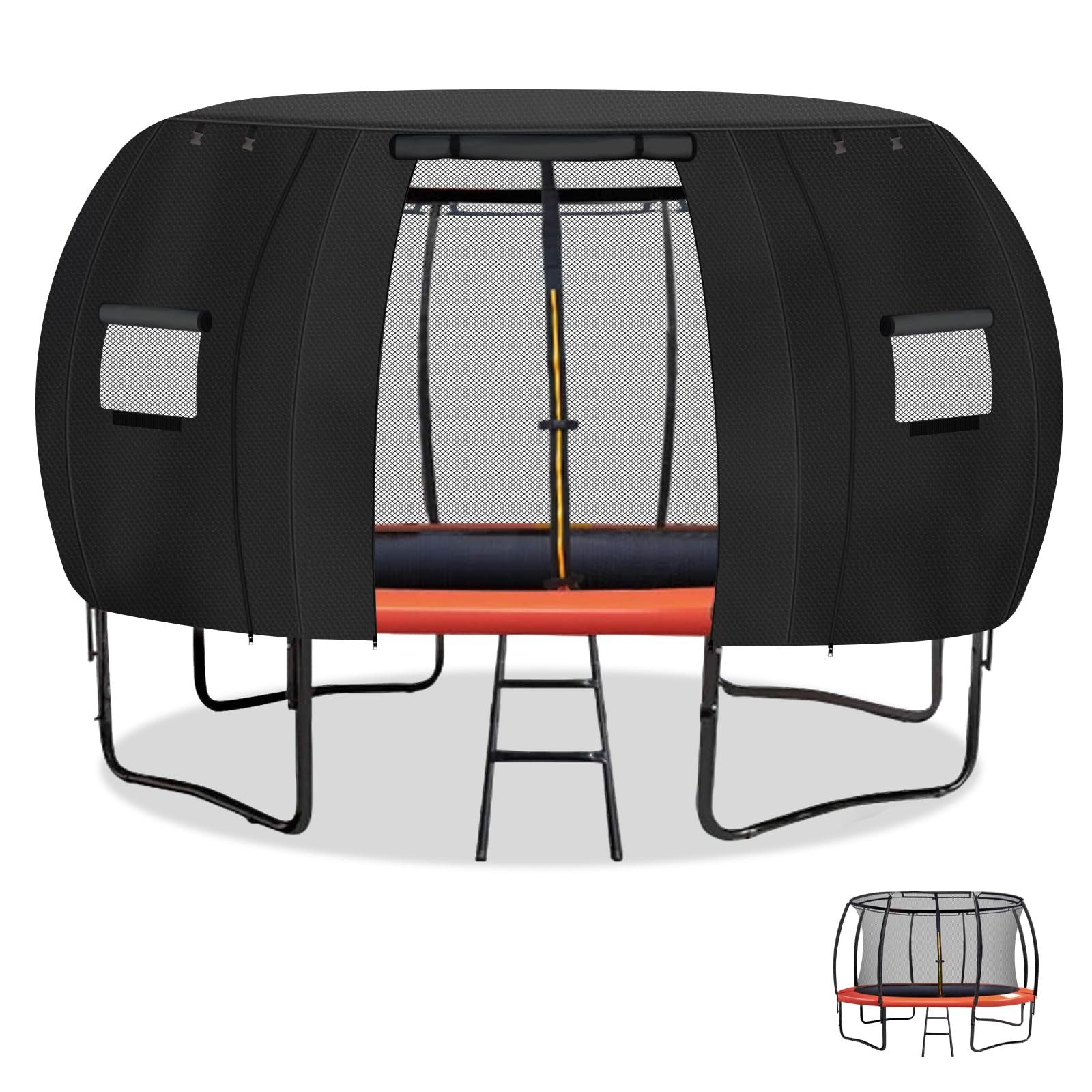 Outdoor Round Trampoline Cover-12FT Trampoline Tent Sunshade Canopy, Fits Most 8-Pole Circular Trampolines, 600D Heavy-Duty Oxfo