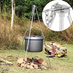 Yahpetes 31.5'' Camping Tripod 3 Sections Aluminum Telescopic Campfire Tripod Portable Outdoor Cooking Tripod (Sliver)