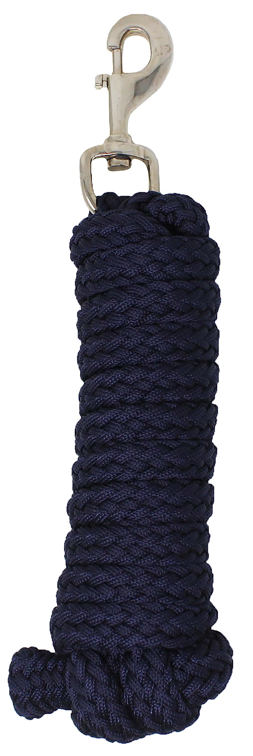 Horse 8' Soft Round Braided Black Nylon 3/4 Lead Rope with SS Snap 605SE01BK