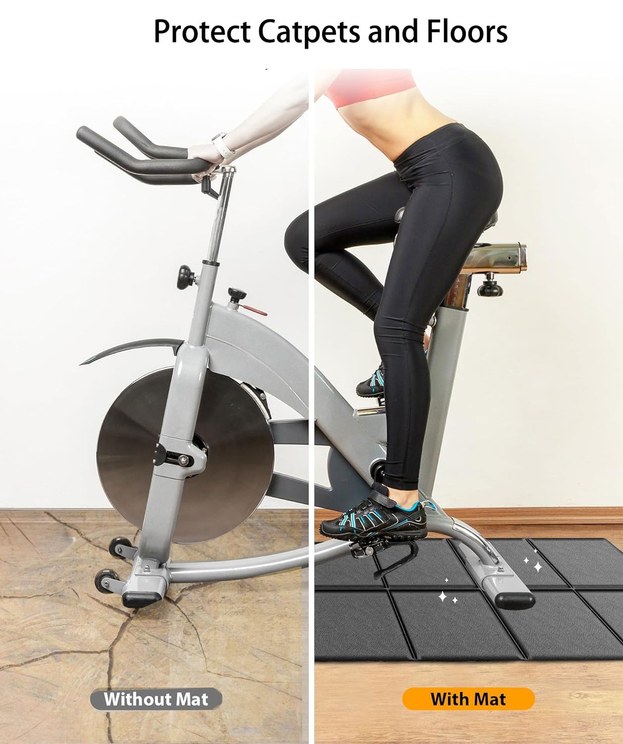 Treadmill Walking Pad Mat,63 ''X25.6 '',1/4 '' Thick Exercise Bike Mats For Carpet/Hardwood Floors,Mat For Under Treadmill/Rowin