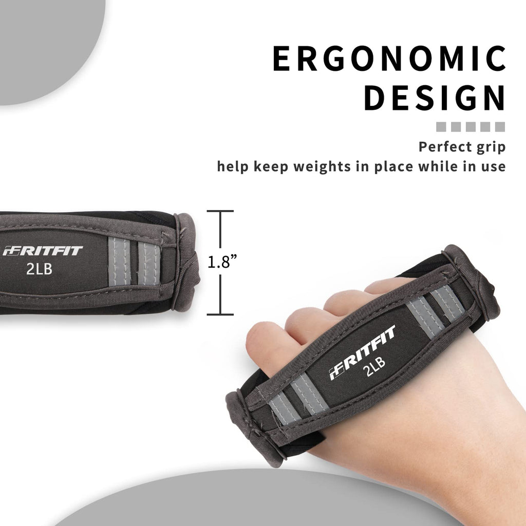 Ritfit Walking Hand Weight 2 Lbs Each-Black