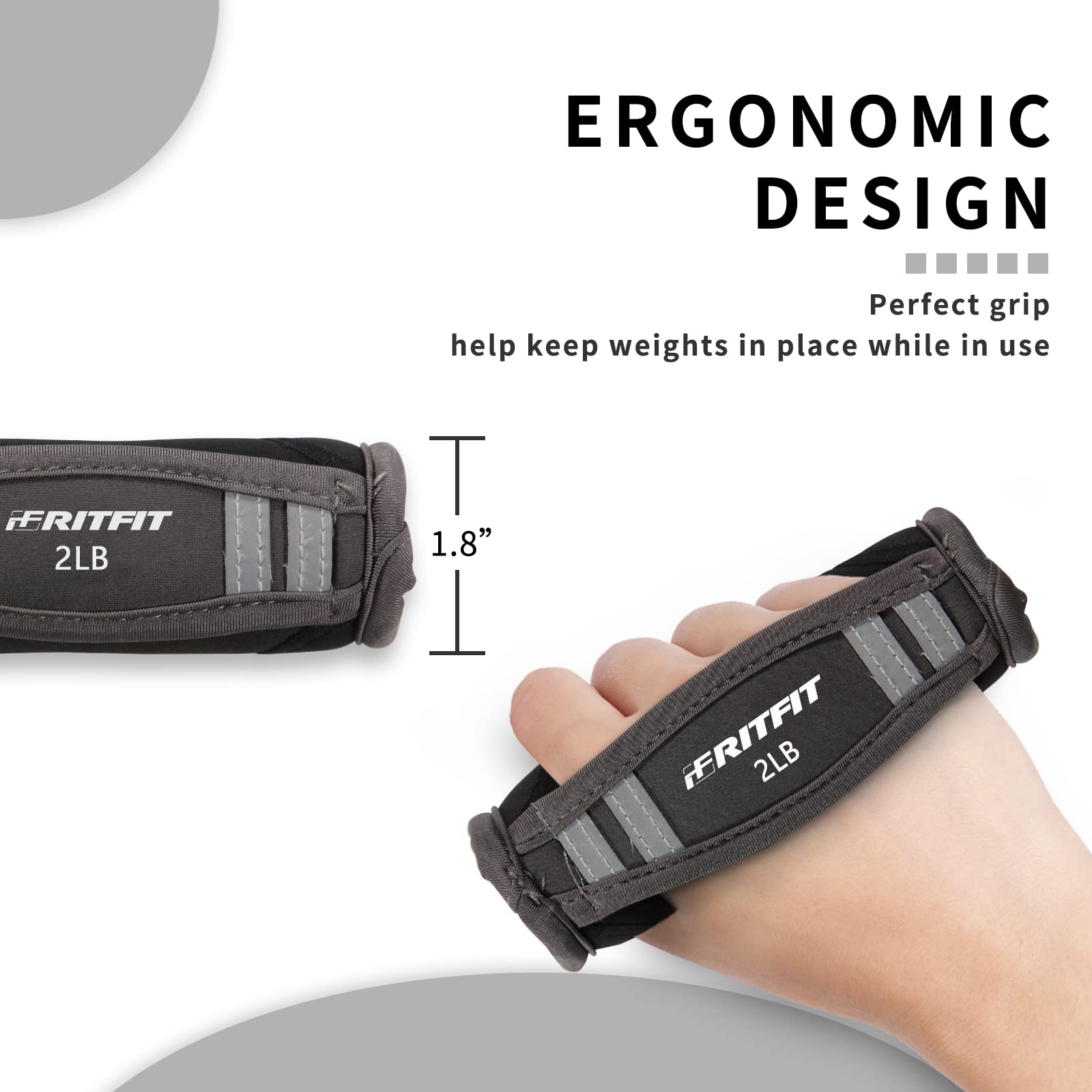 Ritfit Walking Hand Weight 2 Lbs Each-Black