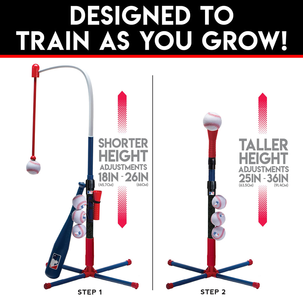 Franklin Sports Kids Batting Tee - Mlb 2-In-1 Grow-With-Me - Adjustable Youth Hitting Tee - Perfect For Teeball And Baseball, Mu