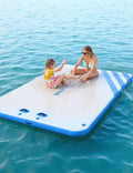 Inflatable Floating Dock Air Dock Platform Floating Island Raft with Rope Ladder Non-Slip Surface Swimming Water Platform for Po