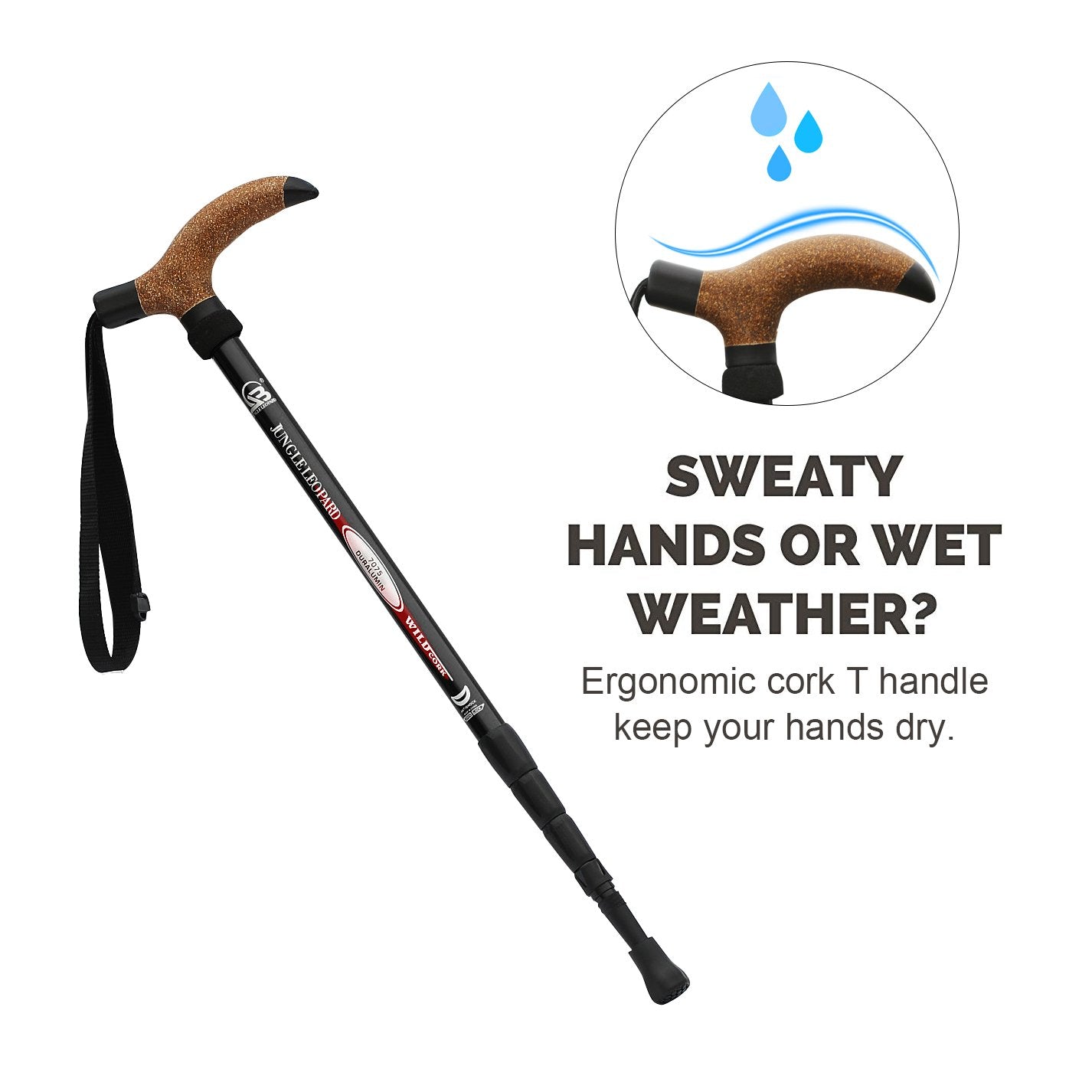 Aluminum Alloy Quick Lock Trekking Pole Anti-Shock Walking Stick Adjustable Cane Crutch For Mountains Trekking Hiking,Ultralight