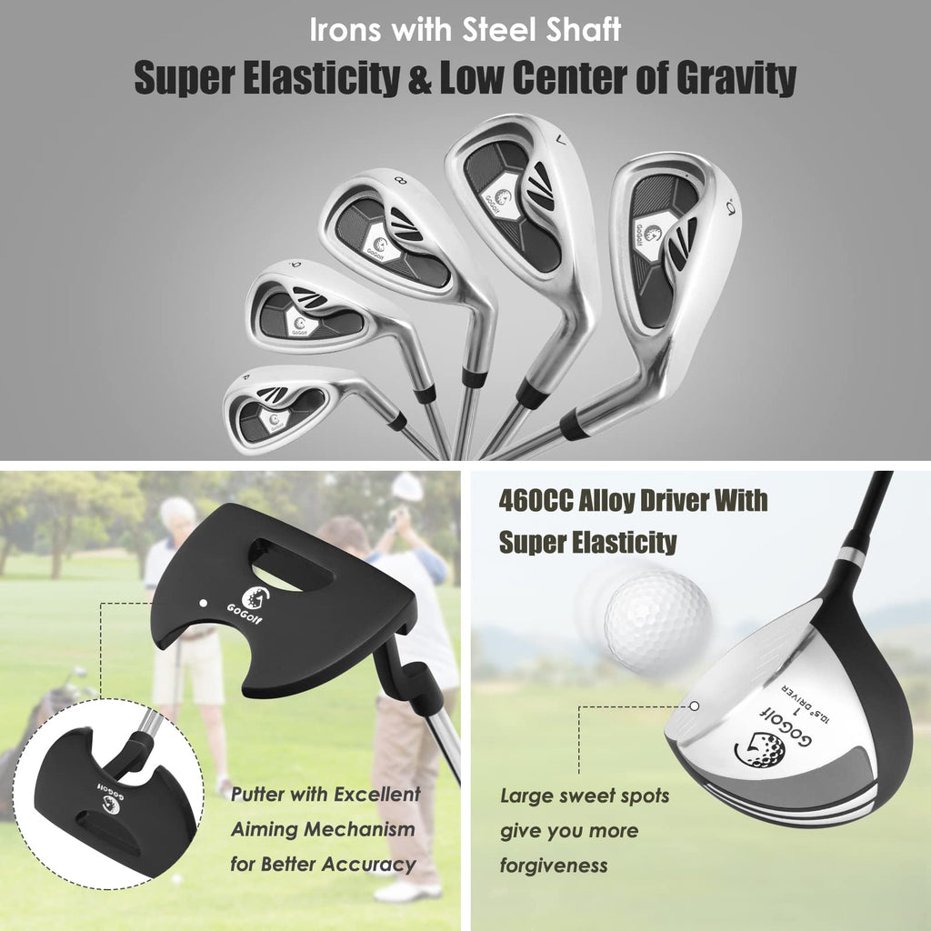 Tangkula 9/10 Pieces Men'S Complete Golf Clubs Set Right Hand, Includes 460Cc Alloy #1 Driver & #3 Fairway Wood & #4 Hybrid & #6