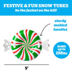 Bigmouth Inc Large 48'' Inflatable Snow Tube For Kids And Adults, Durable Winter Toy For Tubing & Sledding - Peppermint