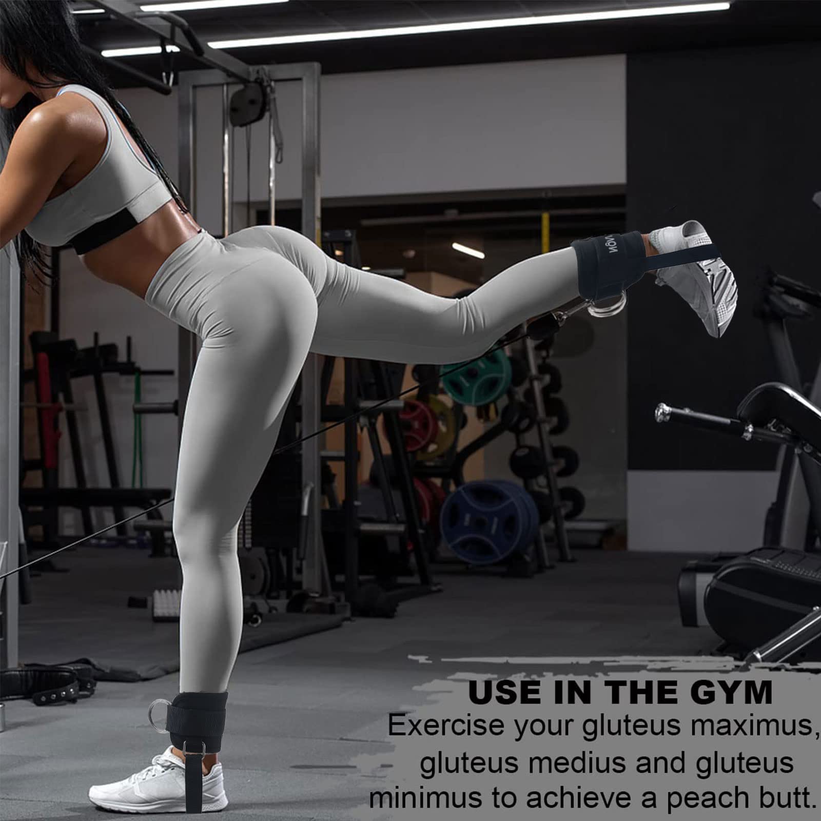 LAVVON Ankle Straps for Cable Machines Kickbacks - Adjustable Comfort Ankle Cable Attachments for Gym Ankle Cuff Cable Machine G