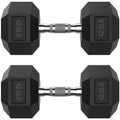 HANDBODE 42.5LB Hex Dumbbell Pair, Rubber Encased Hexagonal Hand Weights for Strength Training, Workout & Exercise