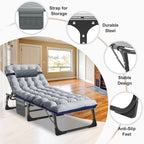 Aboron 5 Positions Camping Cots For Adults,Outdoor Folding Sleeping Cot/Mat,Folding Chaise Lounge Chair With Pillow,Portable Rec