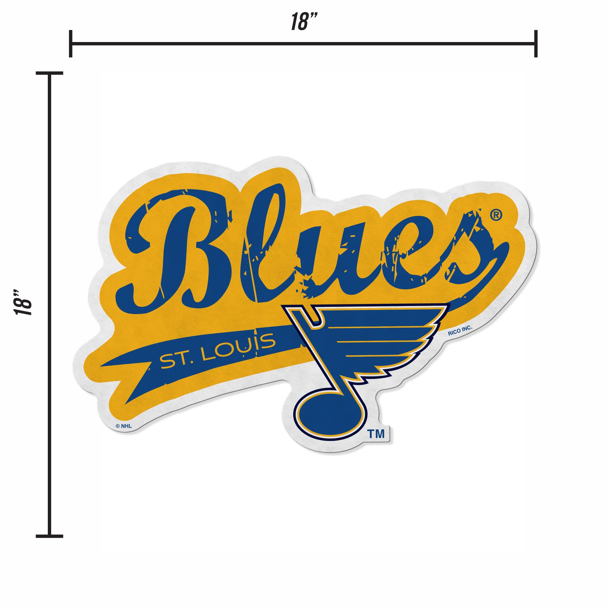 Rico Industries Nhl Hockey St. Louis Blues Distressed Shape Cut Pennant - Home And Living Room D  Cor - Soft Felt Ez To Hang